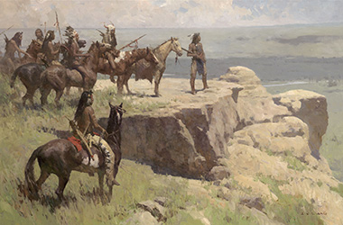 Loinclothed hobby; Obr�zek dne - the picture od the day - �awa rel - Z. S. Liang, Overlooking the Two Medicine River