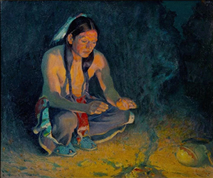 Loinclothed hobby; Obr�zek dne - the picture od the day - �awa rel -  Eanger Irving Couse, The Evening Camp, 1924