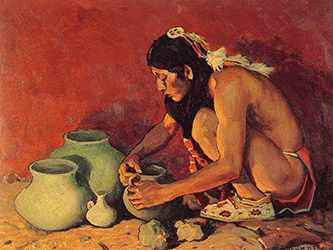 Loinclothed hobby; Obr�zek dne - the picture od the day - �awa rel -  Eanger Irving Couse, The Pottery Maker
