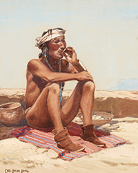 Loinclothed hobby; Obr�zek dne - the picture od the day - �awa rel -  Carl Oscar Borg, Smoking Indian