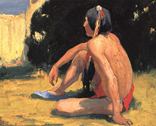 Loinclothed hobby; Obr�zek dne - the picture od the day - �awa rel - Eanger Irving Couse, Seated Indian 
