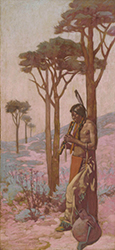 Loinclothed hobby; Obr�zek dne - the picture od the day - �awa rel - Art of Warren Eliphalet Rollins, The Flute Player