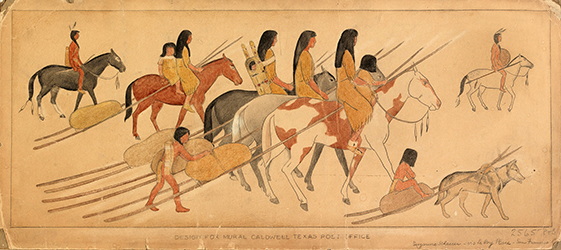 Loinclothed hobby; Obr�zek dne - the picture od the day - �awa rel - Suzanne Scheuer, Indians Moving, 1938