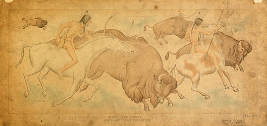 Loinclothed hobby; Obr�zek dne - the picture od the day - �awa rel - Suzanne Scheuer, Indian Buffalo Hunt