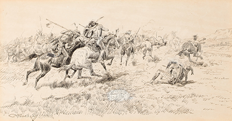 Loinclothed hobby; Obr�zek dne - the picture od the day - �awa rel - Charles Marion Russell,  Battle Between the Crows and Blackfeet