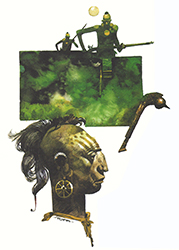 Loinclothed hobby; Obr�zek dne - the picture od the day - �awa rel - Art of Sergio Toppi,  Ticonderoga, Nuages, 2002