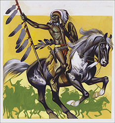 Loinclothed hobby; Obr�zek dne - the picture od the day - �awa rel - Art of Ron Embleton, Portrait of an Indian Chief on Horseback