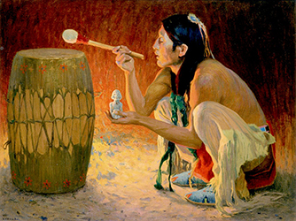 Loinclothed hobby; Obr�zek dne - the picture od the day - �awa rel - Eanger Irving Couse, Chant to the Rain God