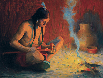 Loinclothed hobby; Obr�zek dne - the picture od the day - �awa rel - Eanger Irving Couse, Ceremonial Pipe