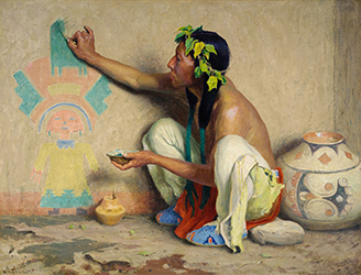 Loinclothed hobby; Obr�zek dne - the picture od the day - �awa rel - Eanger Irving Couse, Kachina Painter (1917)
