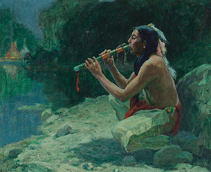 Loinclothed hobby; Obr�zek dne - the picture od the day - �awa rel - Eanger Irving Couse, The Call of the Flute, 1922