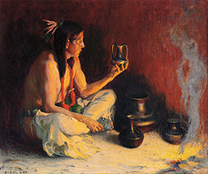Loinclothed hobby; Obr�zek dne - the picture od the day - �awa rel - Eanger Irving Couse - Taos Indian and Pottery