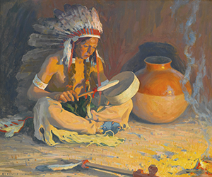 Loinclothed hobby; Obr�zek dne - the picture od the day - �awa rel - Eanger Irving Couse, Eanger Irving Couse, The Chief�s Song
