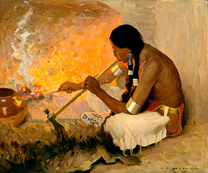 Loinclothed hobby; Obr�zek dne - the picture od the day - �awa rel - Eanger Irving Couse, The Tomahawk Pipe