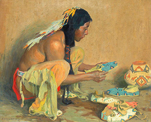 Loinclothed hobby; Obr�zek dne - the picture od the day - �awa rel - Eanger Irving Couse, Moccasin Maker