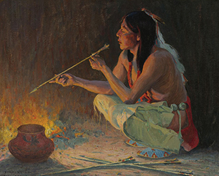 Loinclothed hobby; Obr�zek dne - the picture od the day - �awa rel - Eanger Irving Couse, The Arrowmaker