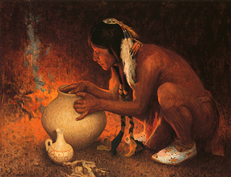 Loinclothed hobby; Obr�zek dne - the picture od the day - �awa rel -  Eanger Irving Couse, Making Pottery