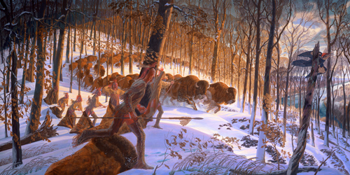 Loinclothed hobby; Obr�zek dne - the picture od the day - �awa rel - Art of Brian Haynes, Bison Hunt