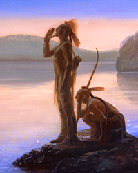 Loinclothed hobby; Obr�zek dne - the picture od the day - �awa rel - Art of Brian Haynes,  Rivers Edge