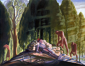 Loinclothed hobby; Obr�zek dne - the picture od the day - �awa rel - Art of Brian Haynes,  Osage Burial