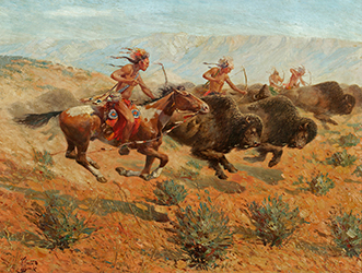 Loinclothed hobby; Obr�zek dne - the picture od the day - �awa rel - Herbert Herget, Indians shooting buffalo