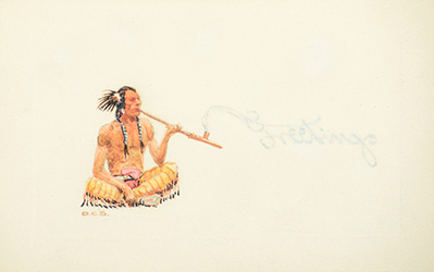 Loinclothed hobby; Obr�zek dne - the picture od the day - �awa rel - Art of Olaf C. Seltzer, Brave with Peace Pipe