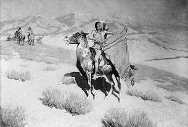 Loinclothed hobby; Obr�zek dne - the picture od the day - �awa rel - Indians on horseback, with one of them signalling with blanket