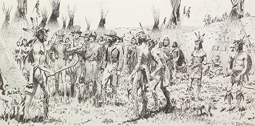 Loinclothed hobby; Obr�zek dne - the picture od the day - �awa rel - Art of Gerard Curtis Delano.  Demand for Trade Goods