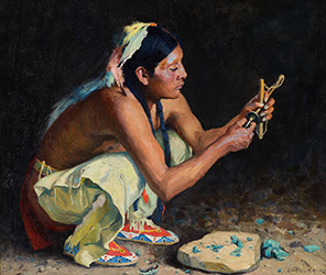 Loinclothed hobby; Obr�zek dne - the picture od the day - �awa rel - Art of Eanger Irving Couse, The Turquoise Bead Driller 