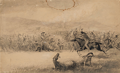 Loinclothed hobby; Obr�zek dne - the picture od the day - �awa rel - Art of  William de la Montagne Cary, Custer's Last Stand 