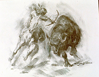 Loinclothed hobby; Obr�zek dne - the picture od the day - �awa rel - Art of  Reynold Brown, Killing Buffalo