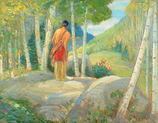 Loinclothed hobby; Obr�zek dne - the picture od the day - �awa rel - Art by Bert Geer Phillips, Deer Hunter, Taos, 1927