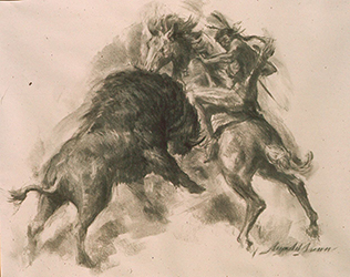 Loinclothed hobby; Obr�zek dne - the picture od the day - �awa rel - Art of Reynbold Brown, Killing Buffalo