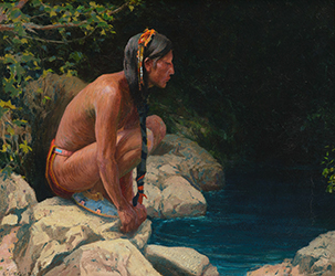 Loinclothed hobby; Obr�zek dne - the picture od the day - �awa rel - Art of Eanger Irving Couse, Spirit of the Pool, 1913
