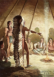 Loinclothed hobby; Obr�zek dne - the picture od the day - �awa rel - Art of Robert Farrington Elwell, The Council Lodge