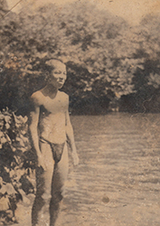 Loinclothed hobby; Obr�zek dne - the picture od the day - �awa rel - Antique Photo, Young Man in Loincloth, Japanese, c. 1930 