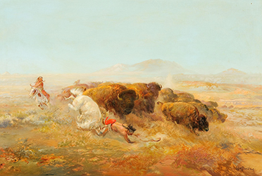 Loinclothed hobby; Obr�zek dne - the picture od the day - �awa rel - Art of Standing William,  Buffalo Hunt