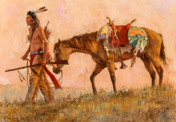 Loinclothed hobby; Obr�zek dne - the picture od the day - �awa rel - Art of Howard A. Terpning, Absaroke Trail, 1993