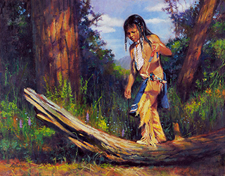 Loinclothed hobby; Obr�zek dne - the picture od the day - �awa rel - Art of Kim Frank Fujiwara, Native american boy, blue loincloth