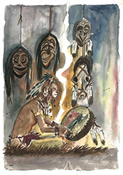 Loinclothed hobby; Obr�zek dne - the picture od the day - �awa rel - Art of Lele Vianello Lele, Indiani, Sciamano