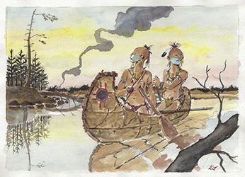 Loinclothed hobby; Obr�zek dne - the picture od the day - �awa rel - Art of Lele Vianello, Indiani, Irochesi in canoa