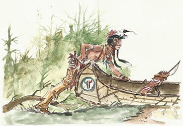 Loinclothed hobby; Obr�zek dne - the picture od the day - �awa rel - Art of Lele Vianello, Indiani, Pellerossa con Canoa