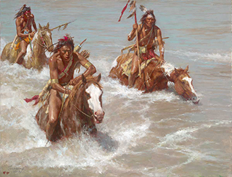 Loinclothed hobby; Obr�zek dne - the picture od the day - �awa rel - Art of Howard Terpning, Pursuit Across the Yellowstone