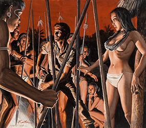 Loinclothed hobby; Obr�zek dne - the picture od the day - �awa rel - Art of Morton K�nstler, Emmet Kaye, Spears on the South Seas, True Action Magazine.