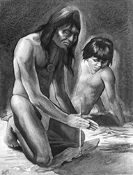Loinclothed hobby; Obr�zek dne - the picture od the day - �awa rel -  Native american is making a fire