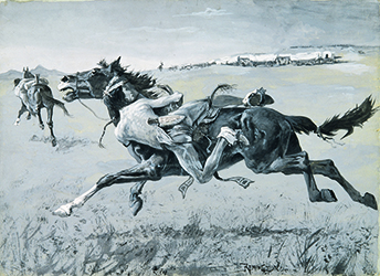 Loinclothed hobby; Obr�zek dne - the picture od the day - �awa rel - Art of Frederic Remington, A Peril of the Plains, ca. 1890
