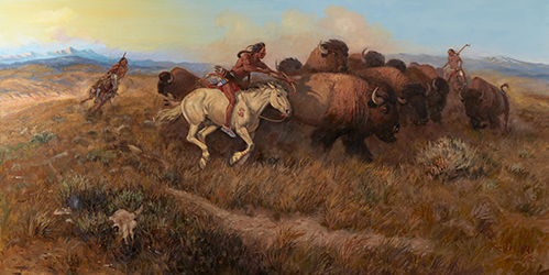 Loinclothed hobby; Obr�zek dne - the picture od the day - �awa rel - Art of Koerner W. H. D. - Art of Joe Neil Beeler,  Montana Buffalo Hunt