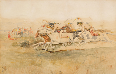 Loinclothed hobby; Obr�zek dne - the picture od the day - �awa rel - Art of Koerner W. H. D. - Art of Charles Marion Russell,  Indian Race