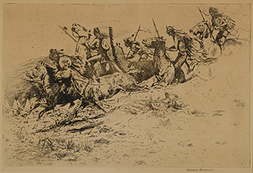 Loinclothed hobby; Obr�zek dne - the picture od the day - �awa rel - Art of Koerner W. H. D. - Art of Edward Borein, Hostile raid or friendly return...?