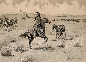 Loinclothed hobby; Obr�zek dne - the picture od the day - �awa rel - Art of Frederic Remington,  Indians on horseback